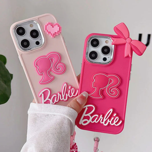 כיסוי ייחודי מגניב וחמוד עם רצועת חרוזים לאייפון - Barbie